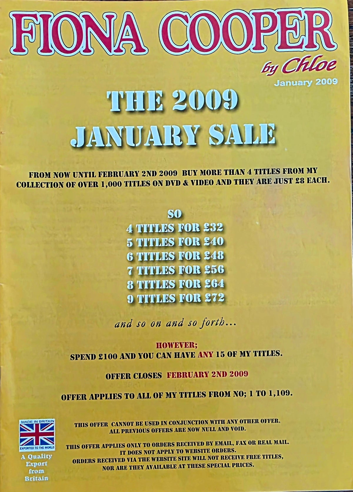 Fiona Cooper by Chloe January Sale 2009 Excellent condition- Men's Adult Glamour