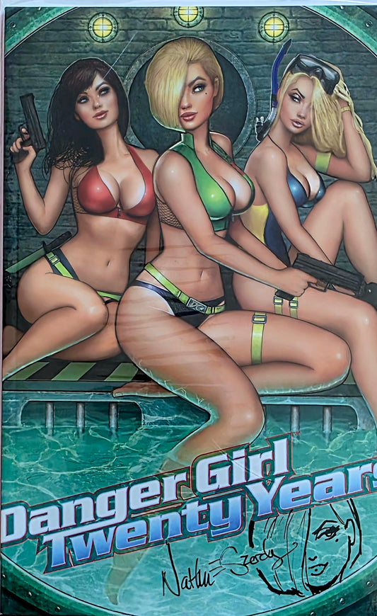 Adult Comic/Graphic novel- DANGER GIRL Twenty Years Signed by NATHAN SZERDY Excellent condition - Adult Comic/Graphic novel