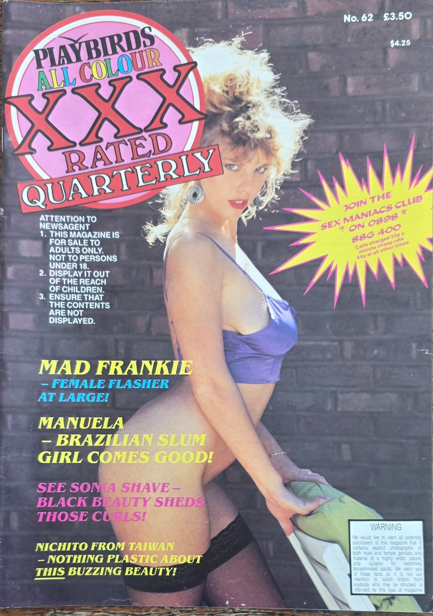 Vintage Playbirds All Colour XXX Rated Quarterly no.62 Excellent condition- Men's Adult Glamour